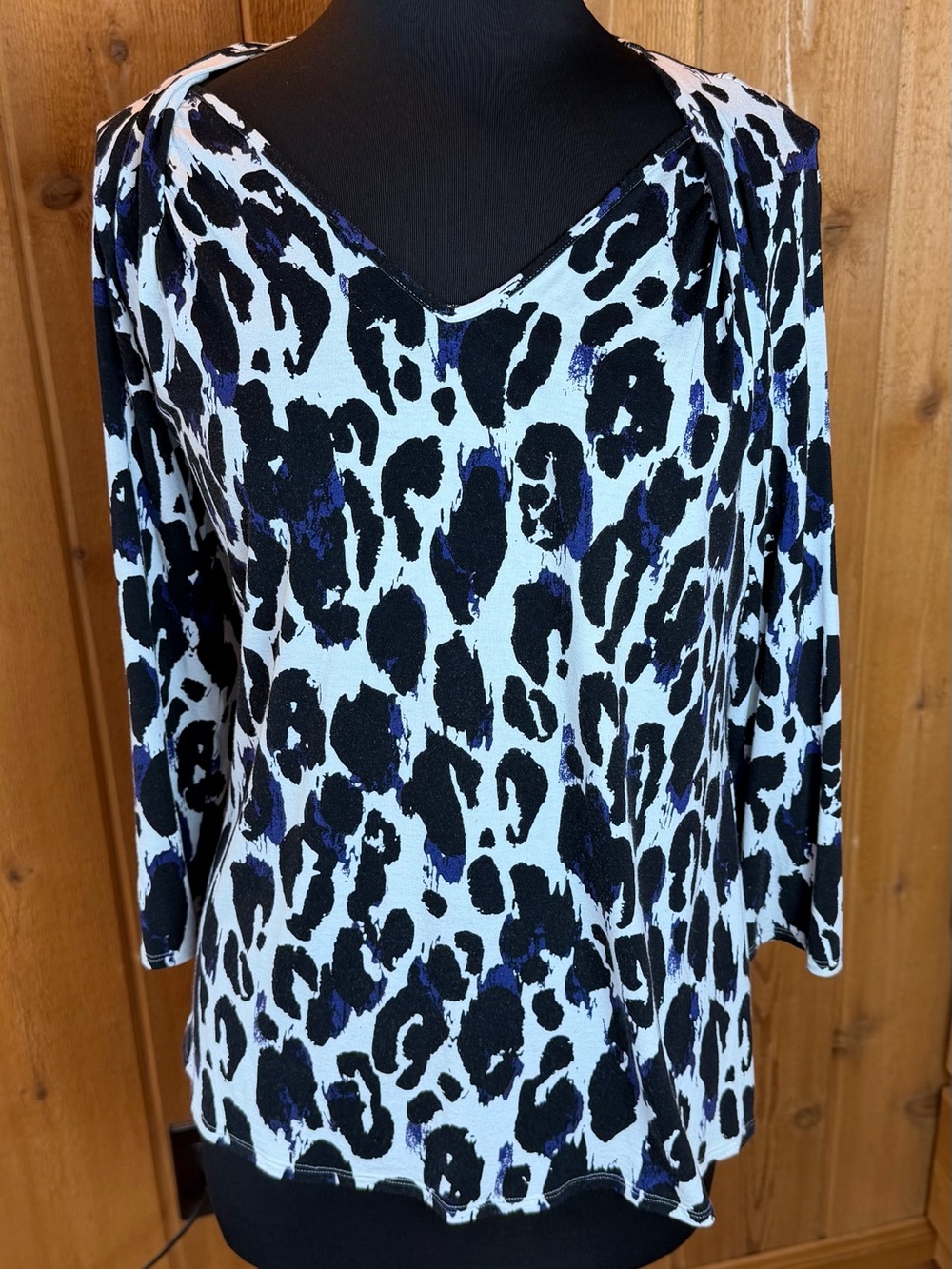 Printed Women’s Top in Black, White & Purple UK 14 US 10 size Medium